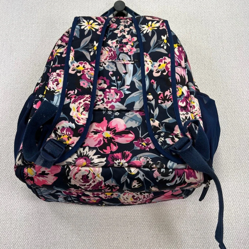 Vera Bradley Quilted Lighten Up Backpack Indiana Blossoms Navy Floral Laptop Ret